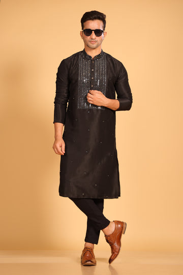Black Real Mirrorwork Kurta