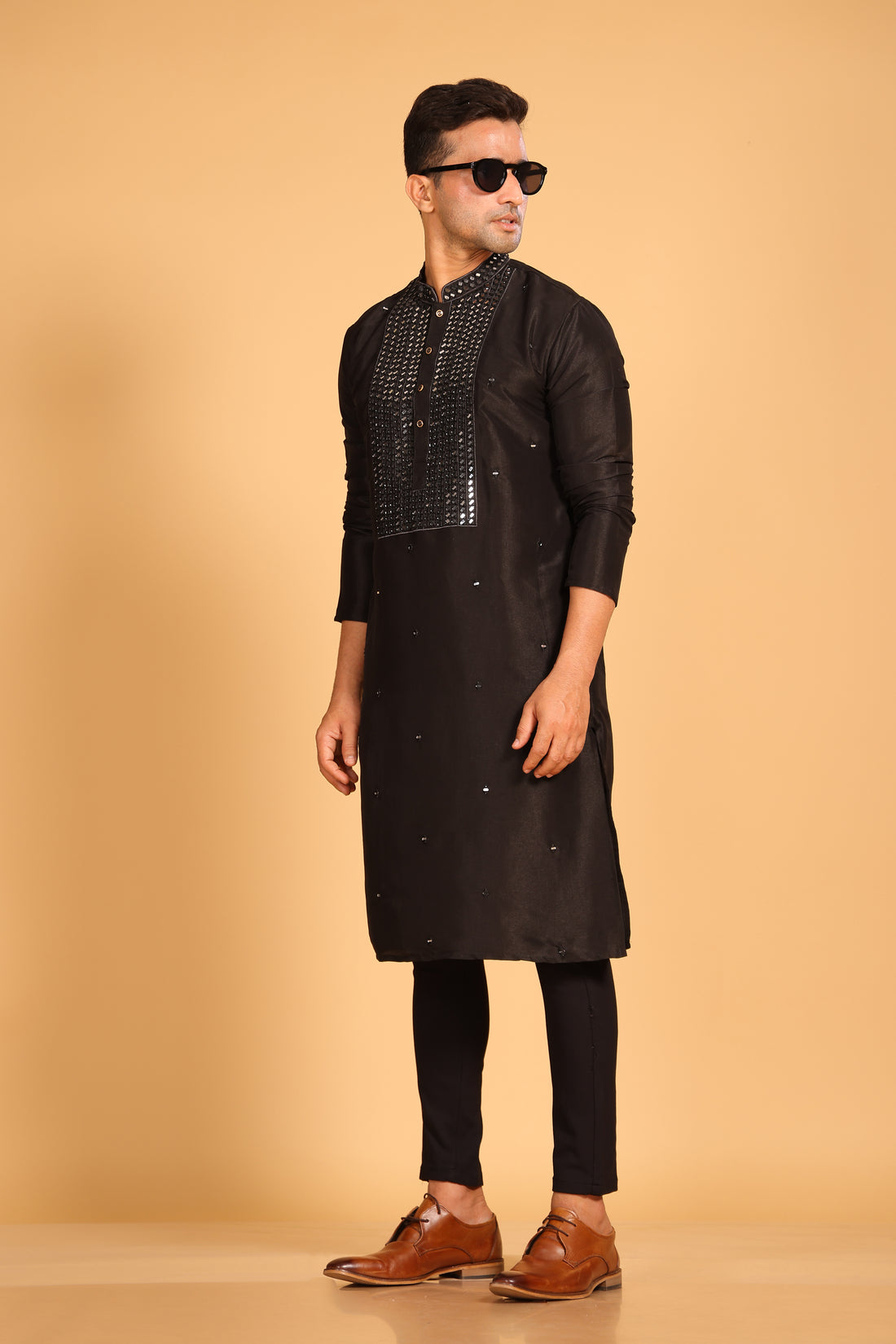 Black Real Mirrorwork Kurta