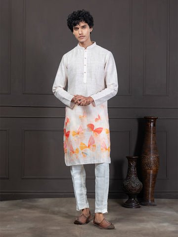Blended Linen Printed Kurta