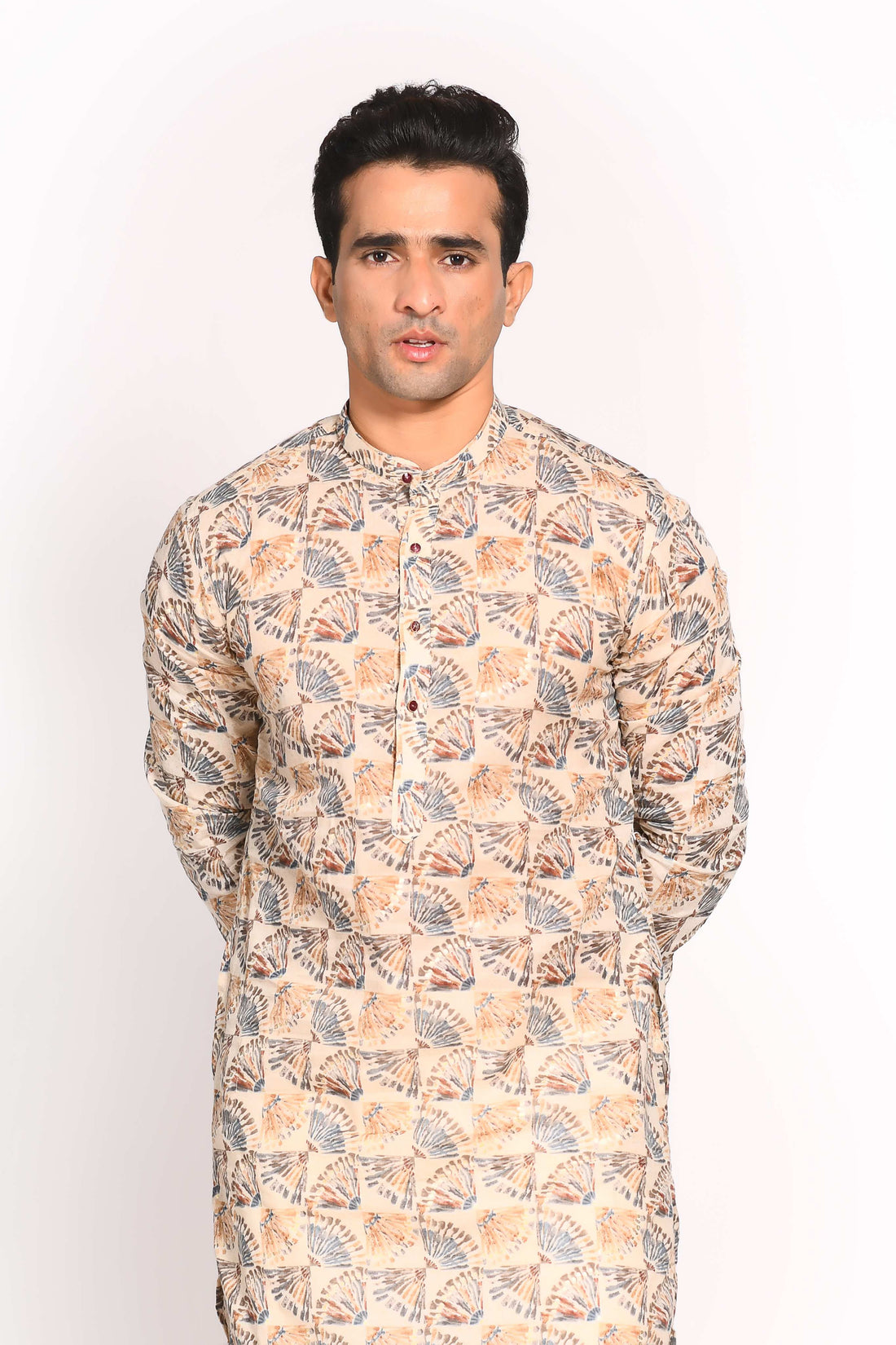 Introducing our Muslin Digital Print Kurta, specially designed for maximum comfort and ease. Crafted from breathable muslin, this kurta is highly recommended for the warmer months, ensuring you stay cool and stylish, whether it’s a festive occasion or a casual day out. The slim fit cut and elegant digital print bring together tradition and modernity, making this a versatile piece for any occasion.
