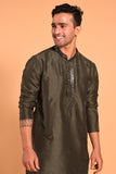 Dark Green Real Mirrorwork Kurta