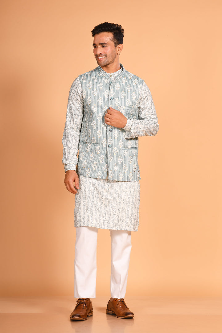Mint Green Cotton Kurta Pyjama Set