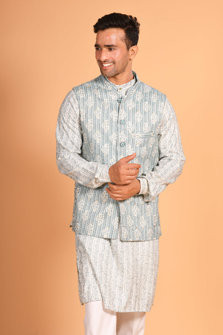 Mint Green Cotton Kurta Pyjama Set