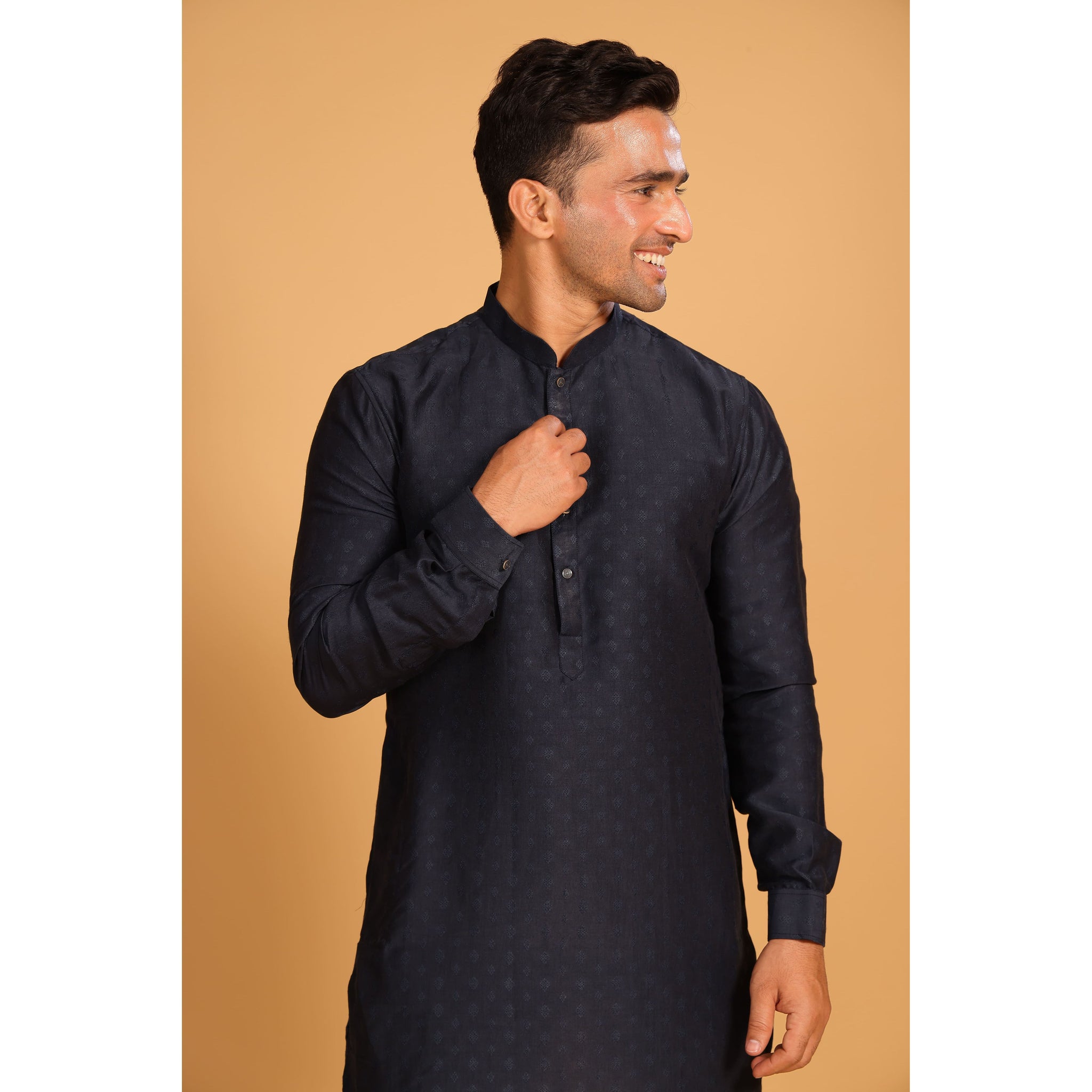 Navy Blue Viscose Silk short Kurta