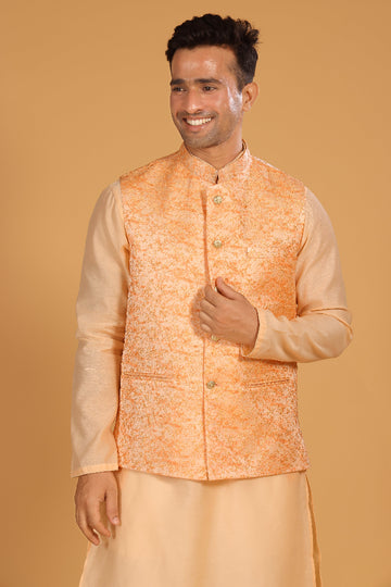 Light Orange Jacquard Bundi Jacket