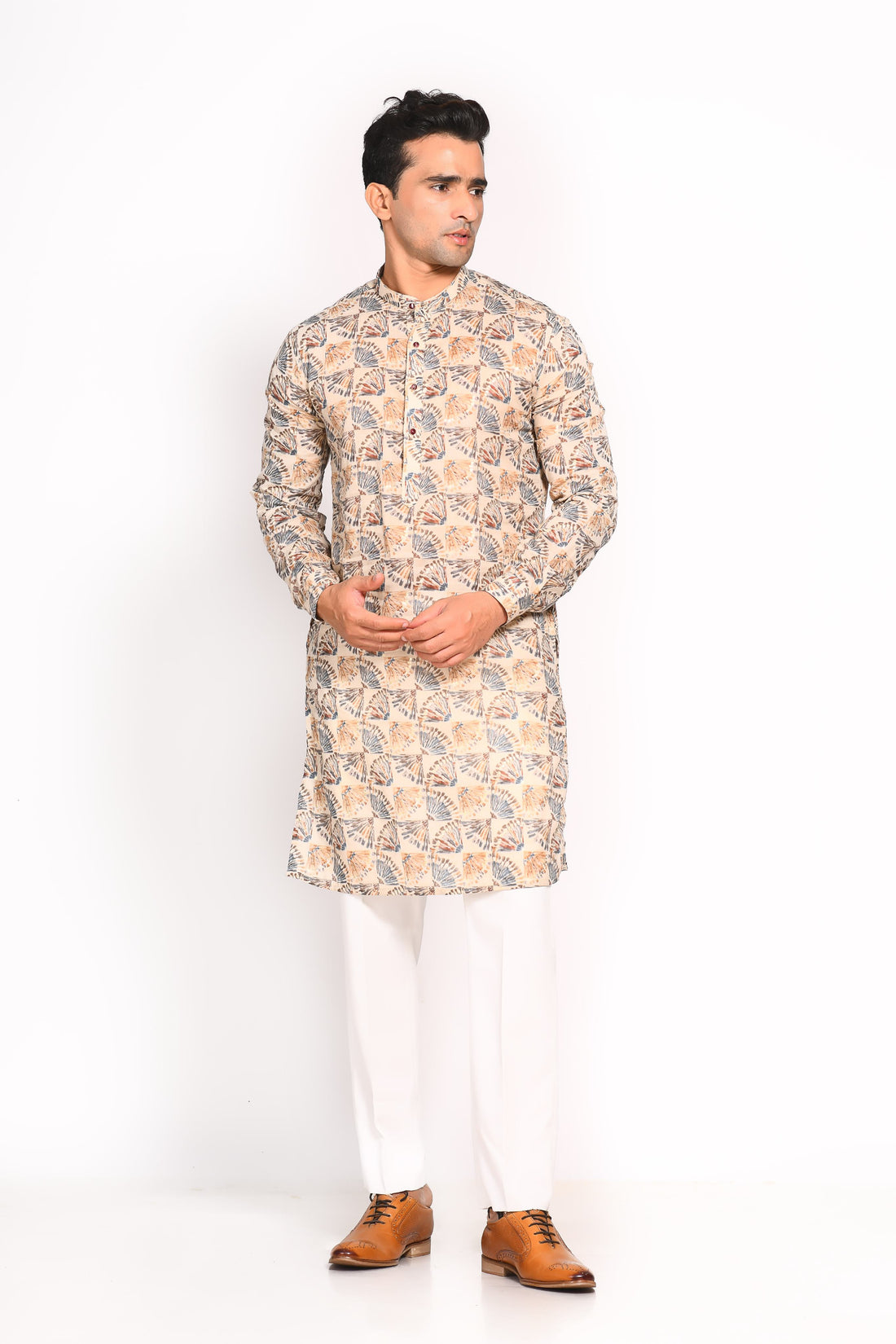 Introducing our Muslin Digital Print Kurta, specially designed for maximum comfort and ease. Crafted from breathable muslin, this kurta is highly recommended for the warmer months, ensuring you stay cool and stylish, whether it’s a festive occasion or a casual day out. The slim fit cut and elegant digital print bring together tradition and modernity, making this a versatile piece for any occasion.