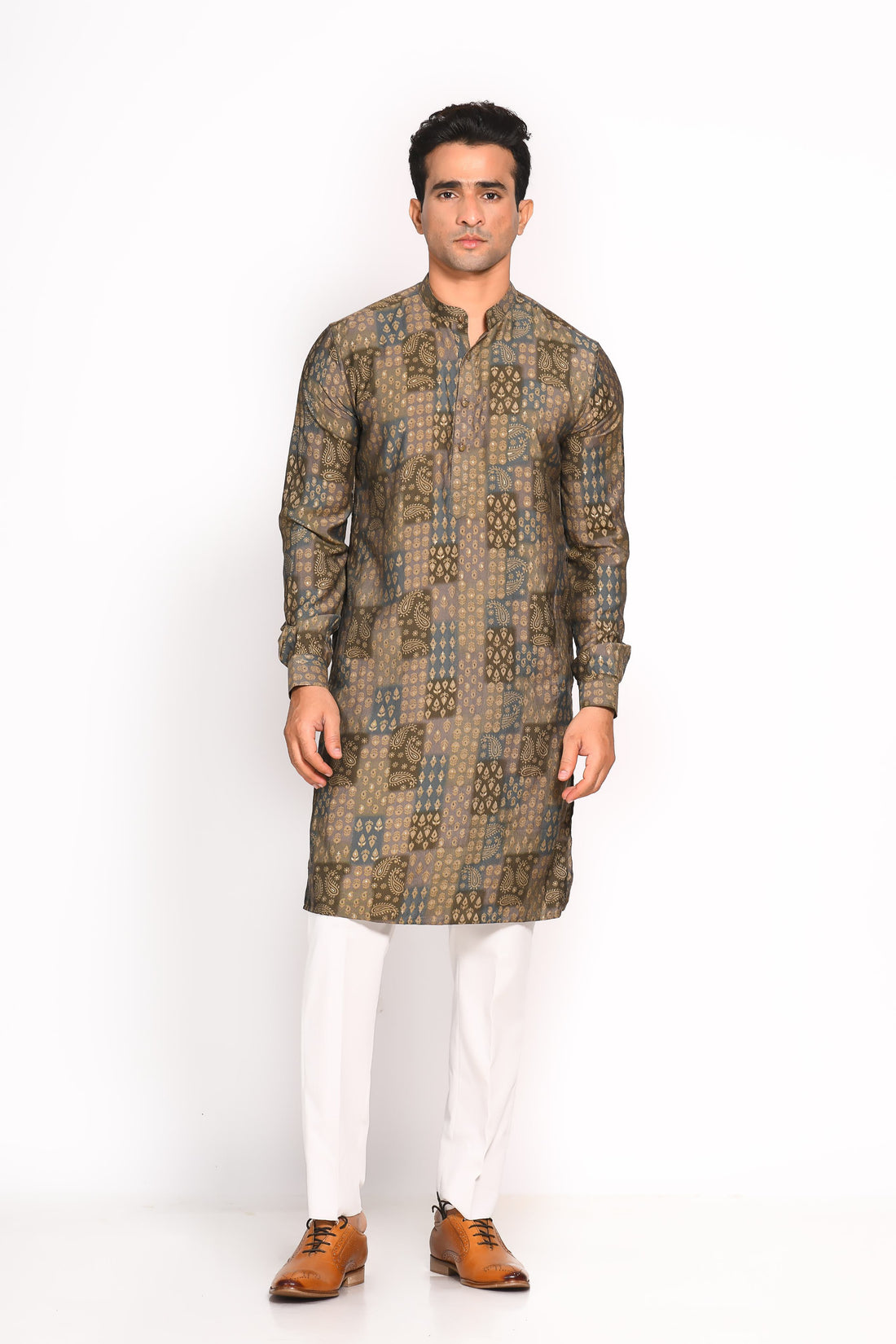 Mehendi Muslin Printed Kurta