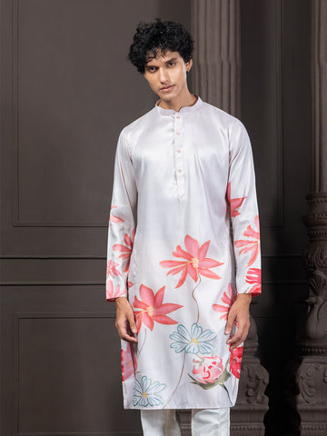Woven Floral Design Printed Kurta