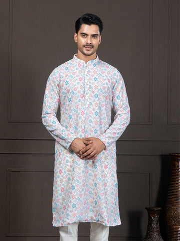 Georgette Multicolor Floral Embroidered Kurta