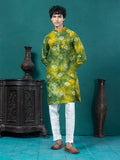 Green Tie Dye Embroidery kurta with Sequin detailing & Print