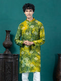 Green Tie Dye Embroidery kurta with Sequin detailing & Print