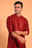Maroon Real Mirrorwork Kurta