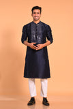 Navy Blue Real Mirrorwork Kurta