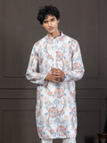 Orange Floral Print Sequin Embroidery Kurta