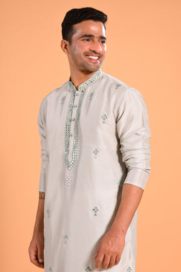 Sage Green Real Mirrorwork Kurta