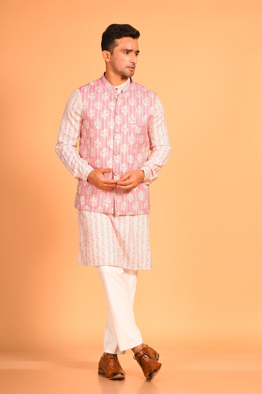 Onion Pink Kurta Jacket Set