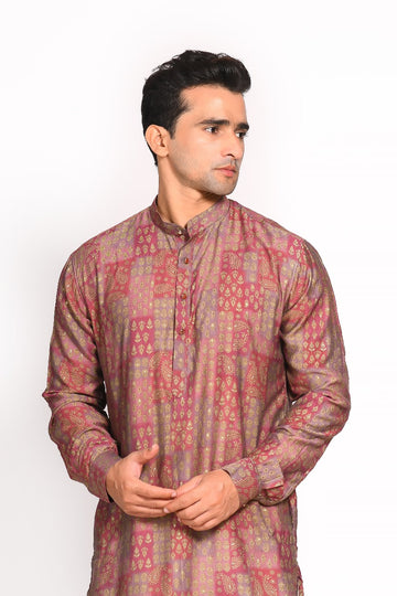 Wine Muslin Printed  Kurta