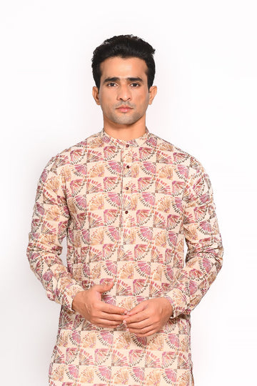 Purple Muslin Printed Kurta