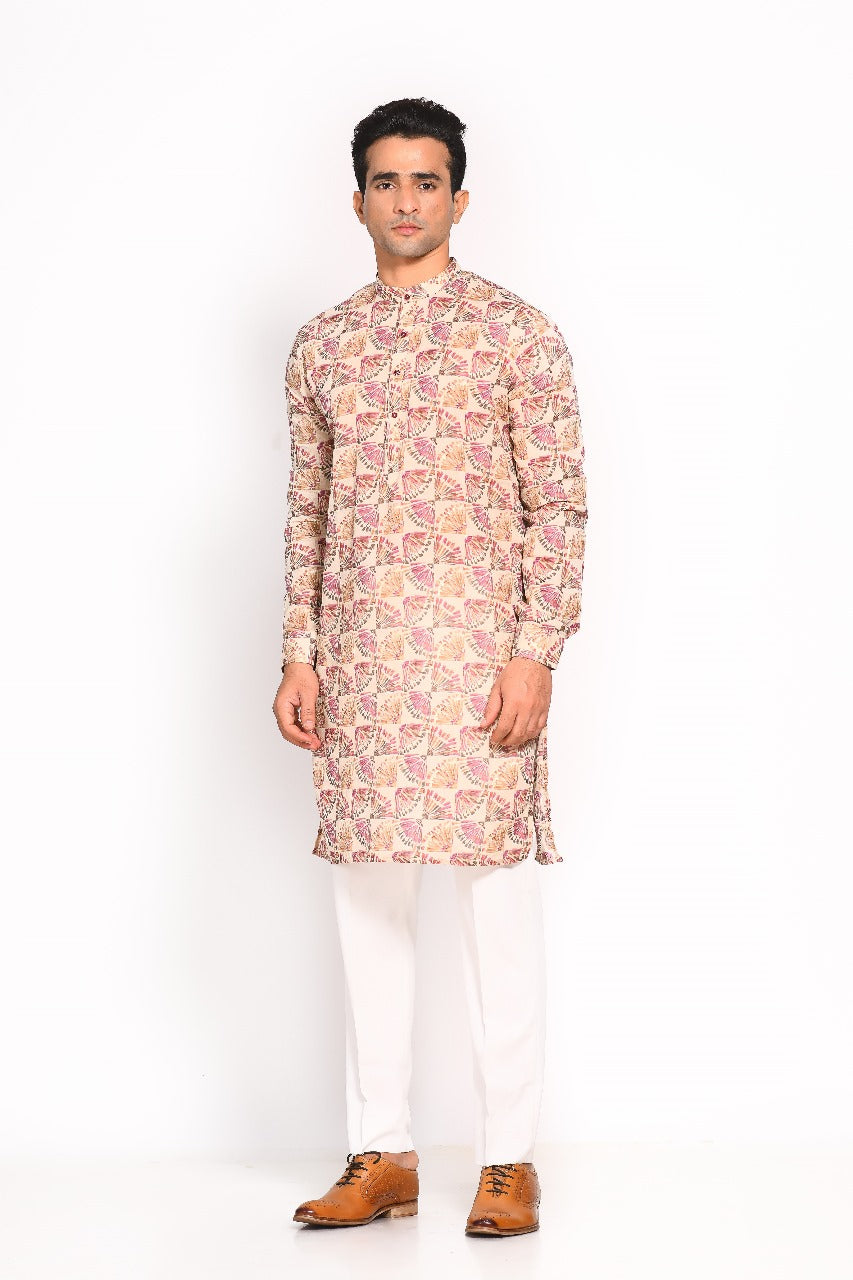 Purple Muslin Printed Kurta